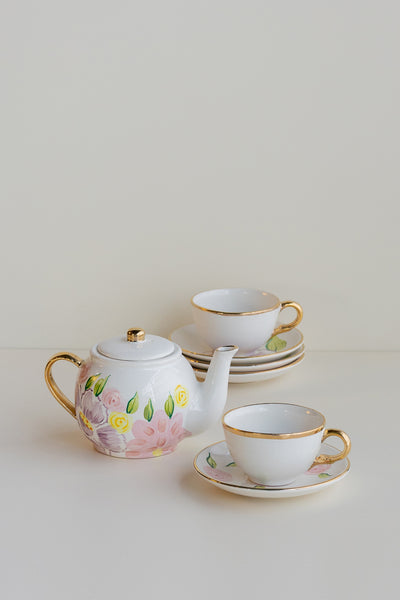 Pink Lilies Cups And Saucers (Set Of 4)