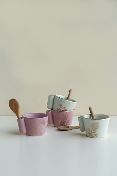 Anar bowls with wooden spoons (set of 4)