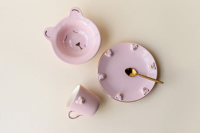 teddy breakfast set (set of 3) pink