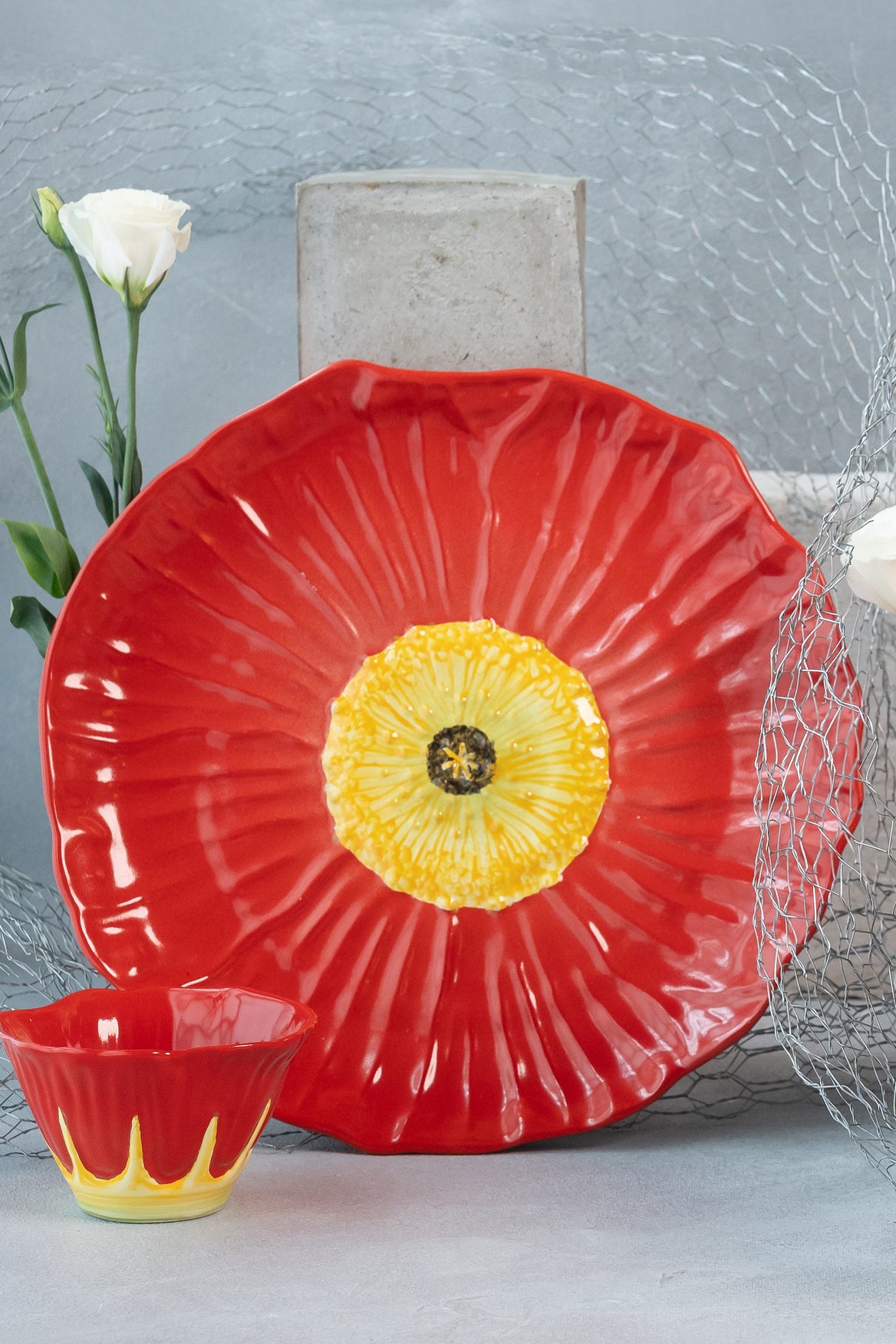 poppy 11" platter with dip bowl